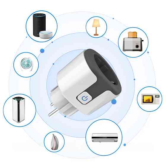 Розумна розетка WiFi з лічильником електроенергії 20А, Tuya Smart 4400Вт, Сіра / Розетка для моніторингу енергії Київ