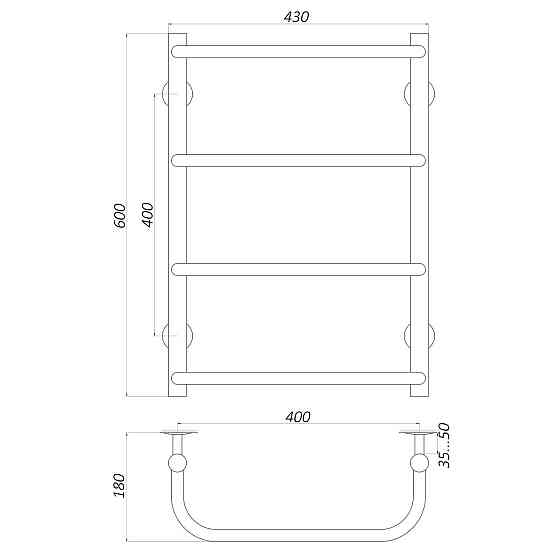 Сушарка для рушників UNIO LS W 600-400-4 Драбинка Скоба вода Київ