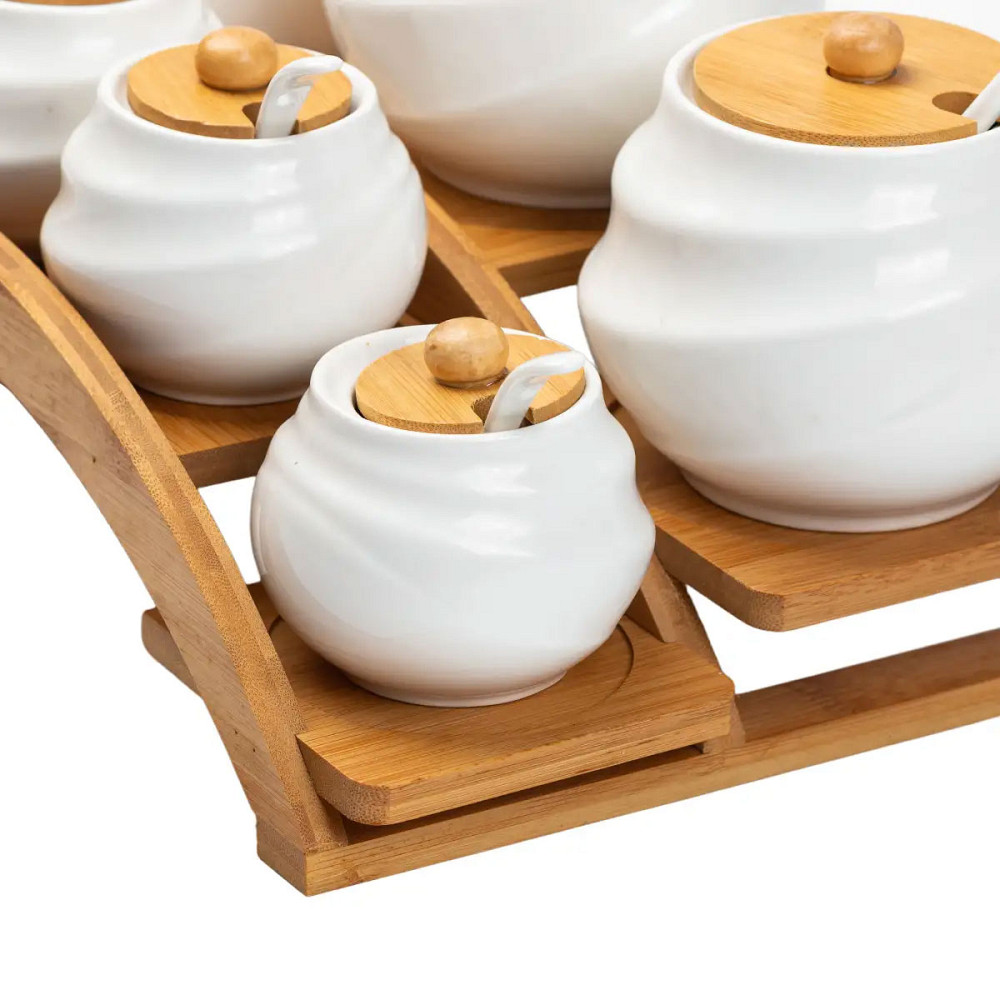 Yiwu Банки для сипучих продуктів 7 штук по 200 мл та 500 мл на бамбуковій підставці Коломыя - изображение 6