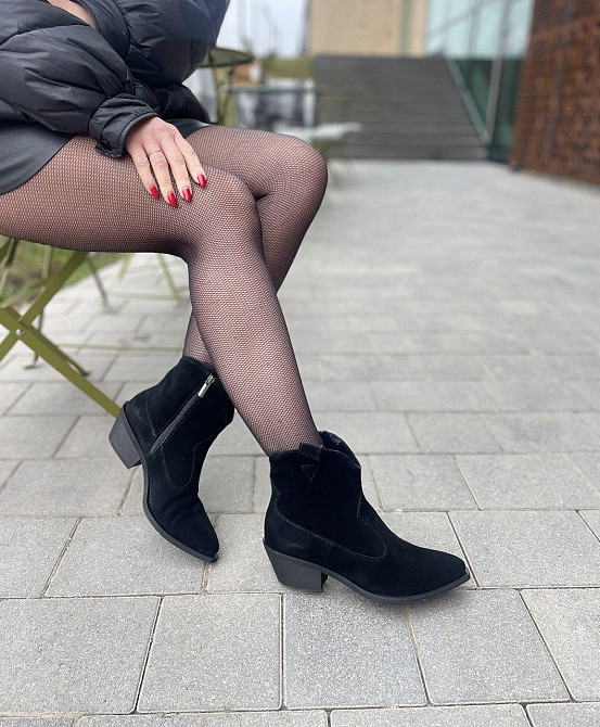 Dino Vittorio Черевики жіночі демісезонні весна-осінь чорні, натуральна замша на підборах р. 37 Коломия - фото 7