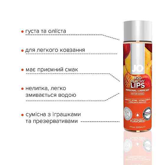 Смазка на водной основе JO H2O — Peachy Lips (120 мл) без сахара, растительный глицерин Sex Aura Киев