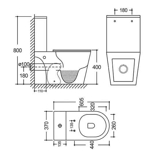 Унітаз-компакт Mixxus BEVEL-0405-R 605х370х800mm, система змиву RIMLESS   ( MI6728 ) 32377 Харьков