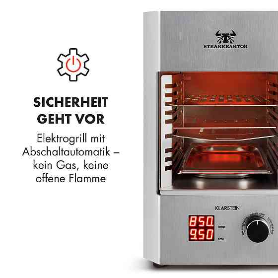 Стейк-реактор 2.0 - версия из нержавеющей стали - гриль для помещений, высокотемпературный гриль 1600 Вт, 850 Ровно