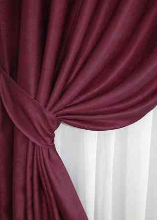 Комплект готовых штор VR-Textil Лен № 1339ш Бордовый 150х270 см 2 шт (33-0291) Киев