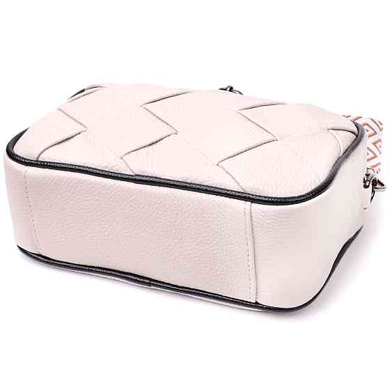 Стильна жіноча сумка з палітуркою з натуральної шкіри Vintage 22407 Біла Київ