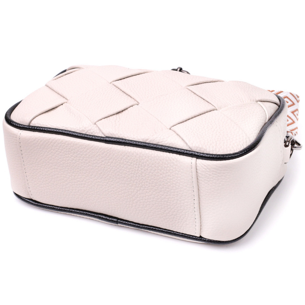 Стильна жіноча сумка з палітуркою з натуральної шкіри Vintage 22407 Біла Київ - фото 5