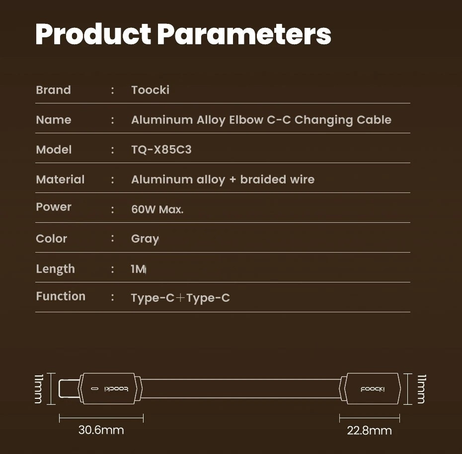 Кабель USB-C — USB-C 60W, міцний нейлоновий, швидке заряджання PD, металевий корпус, кутовий штекер + LED індикатор (1 м) Миколаїв - фото 10