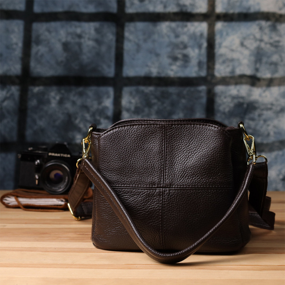 Жіноча сумка з натуральної шкіри зі зручною внутрішньою організацією Vintage 22979 Коричневий Київ - фото 10