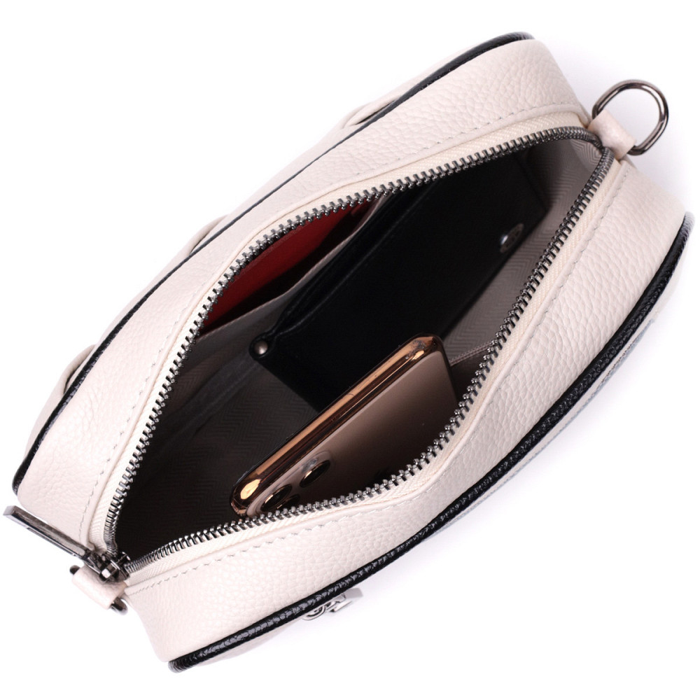 Стильна жіноча сумка з палітуркою з натуральної шкіри Vintage 22407 Біла Київ - фото 7