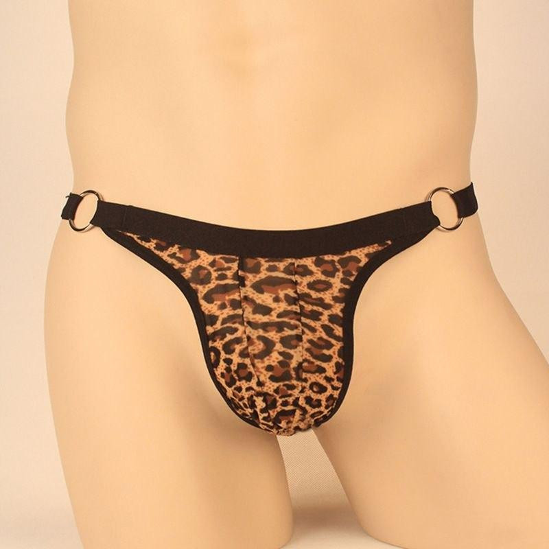 Чоловічі стрінги леопардові з кільцями еластичні сексуальні Київ - фото 2