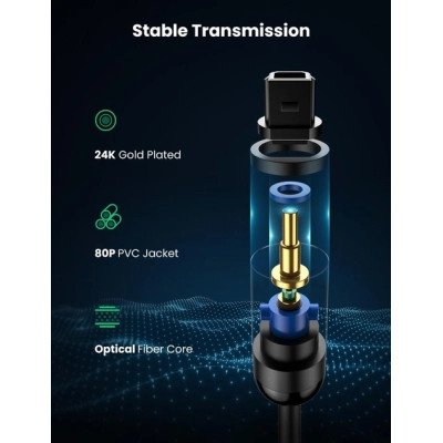Кабель мультимедійний Optical Toslink 1.0m AV122 black Ugreen (70890) Вінниця - фото 4