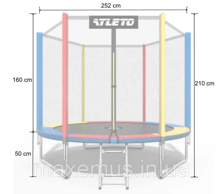 Детский батут Atleto 252 см с защитной сеткой батут для детей разноцветный Мостиська - фото 11