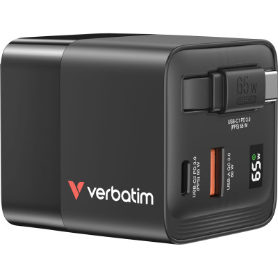 Зарядное устройство Verbatim GaN 65 W 2 ports (USB-C/1xUSB-A) (32217) Винница - изображение 1