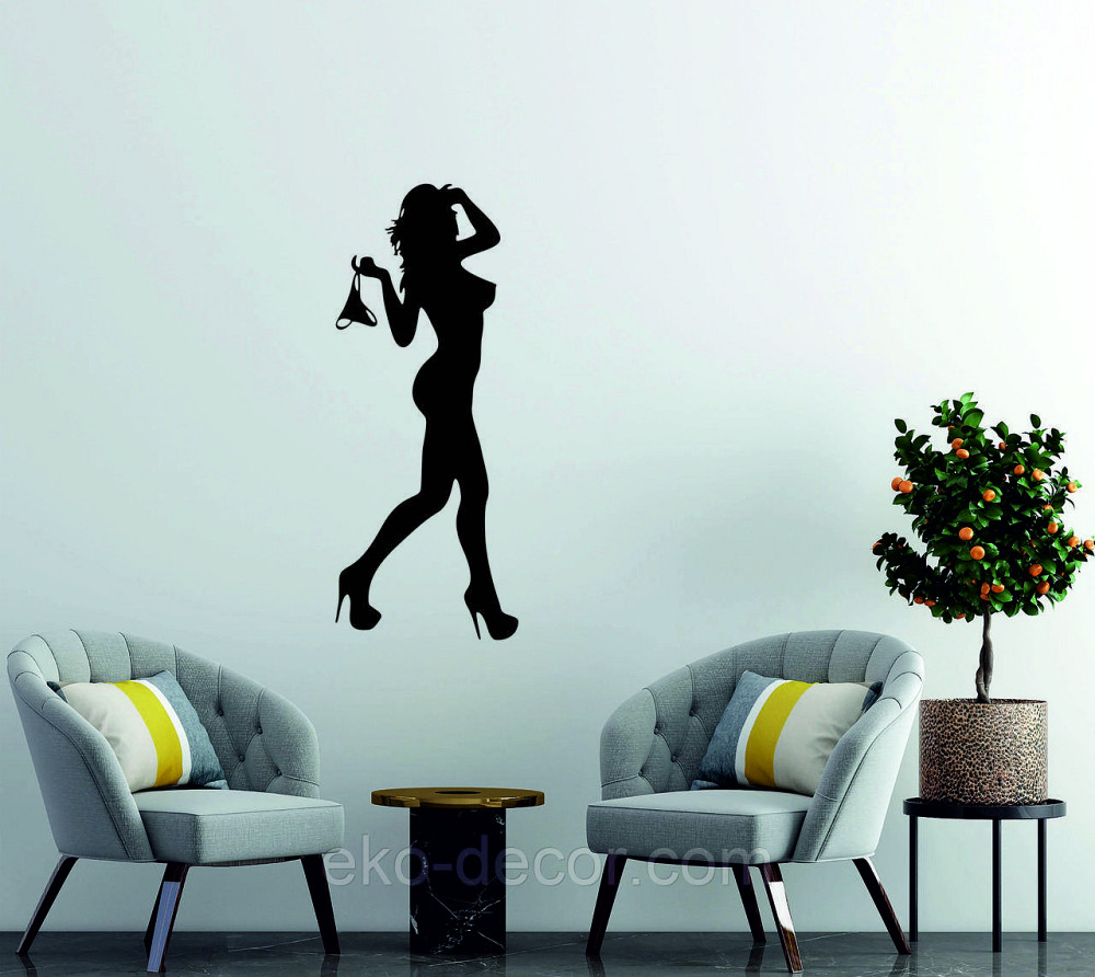 Декоративное настенное Панно «Силуэт женщины», Декор на стену 90*36 см, Черный Киев - изображение 3