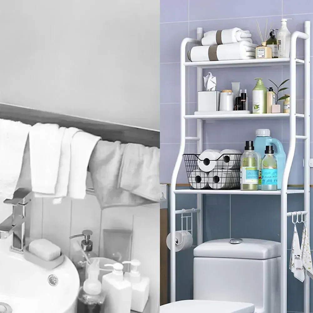 Полиця стелаж для туалету органайзер підлоговий над унітазом біла пластикова 3 полиці з кріпленням регульована Одеса - фото 6