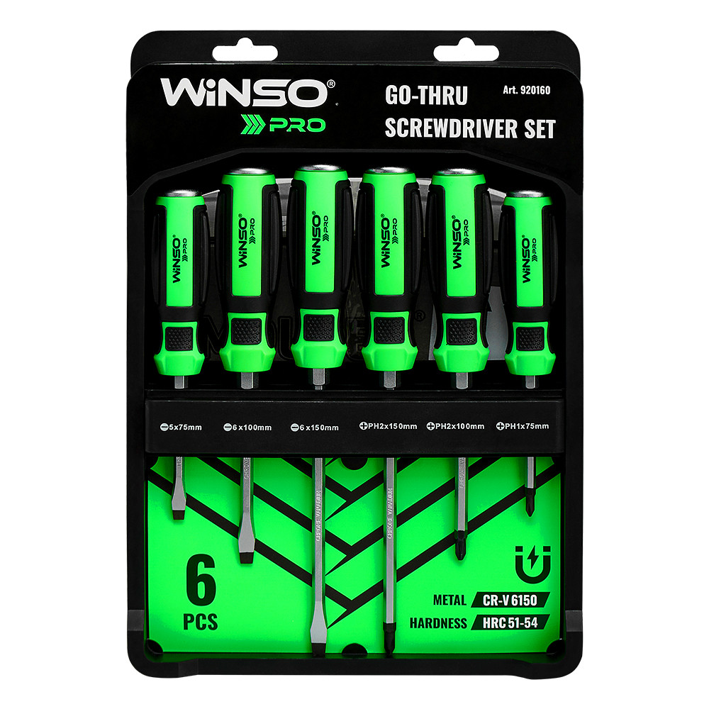 Набір викруток Winso Pro ударні (Go-Thru) з шестигранною опорою 6шт Львів - фото 1