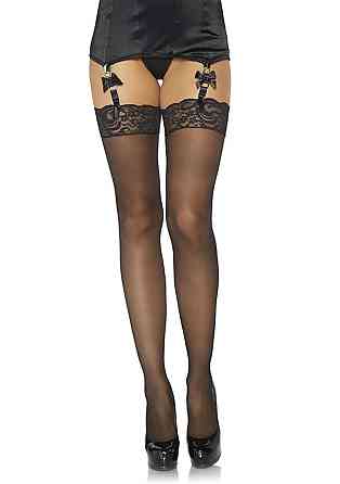 Панчохи зі швом та стразами Leg Avenue Stockings Rhinestone backseam, мереживна резинка, one size Sex Aura Київ
