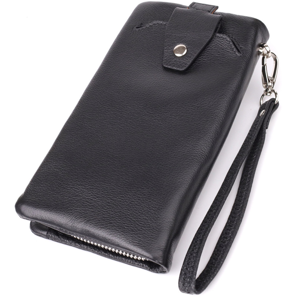 Жіночий шкіряний гаманець-клатч із відділенням під телефон ST Leather 23101 Чорний Київ - фото 2