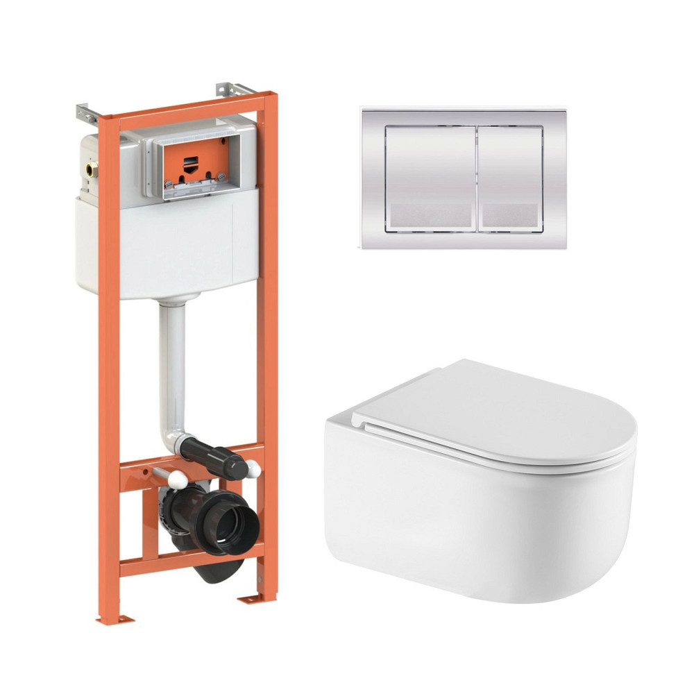 Готове рішення Qtap для ванної кімнати: підвісний унітаз Taurus Ultra Quiet 485×360×350 + комплект інсталяції Nest 4 в 1 Київ - фото 1