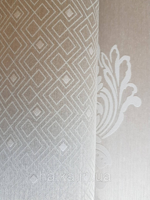 Текстильні шпалери на флізеліновій основі Cador Rasch Textil 086583 бежеві молочні ромби геометрія абстракція Київ - фото 2