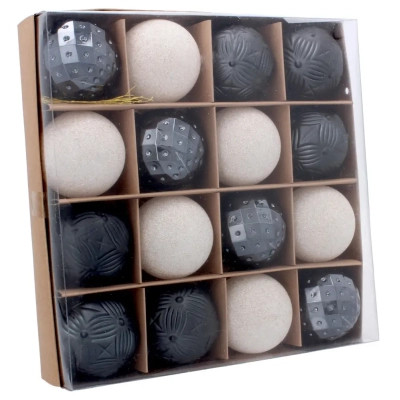 Ялинкова іграшка Chomik пластикові кульки компл. 16 шт, 6см, чорні (5900779853140_2) Вінниця - фото 1