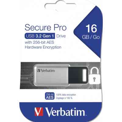 USB флеш накопичувач Verbatim 16GB Secure Pro with 256 AES USB 3.2 (98664) Вінниця