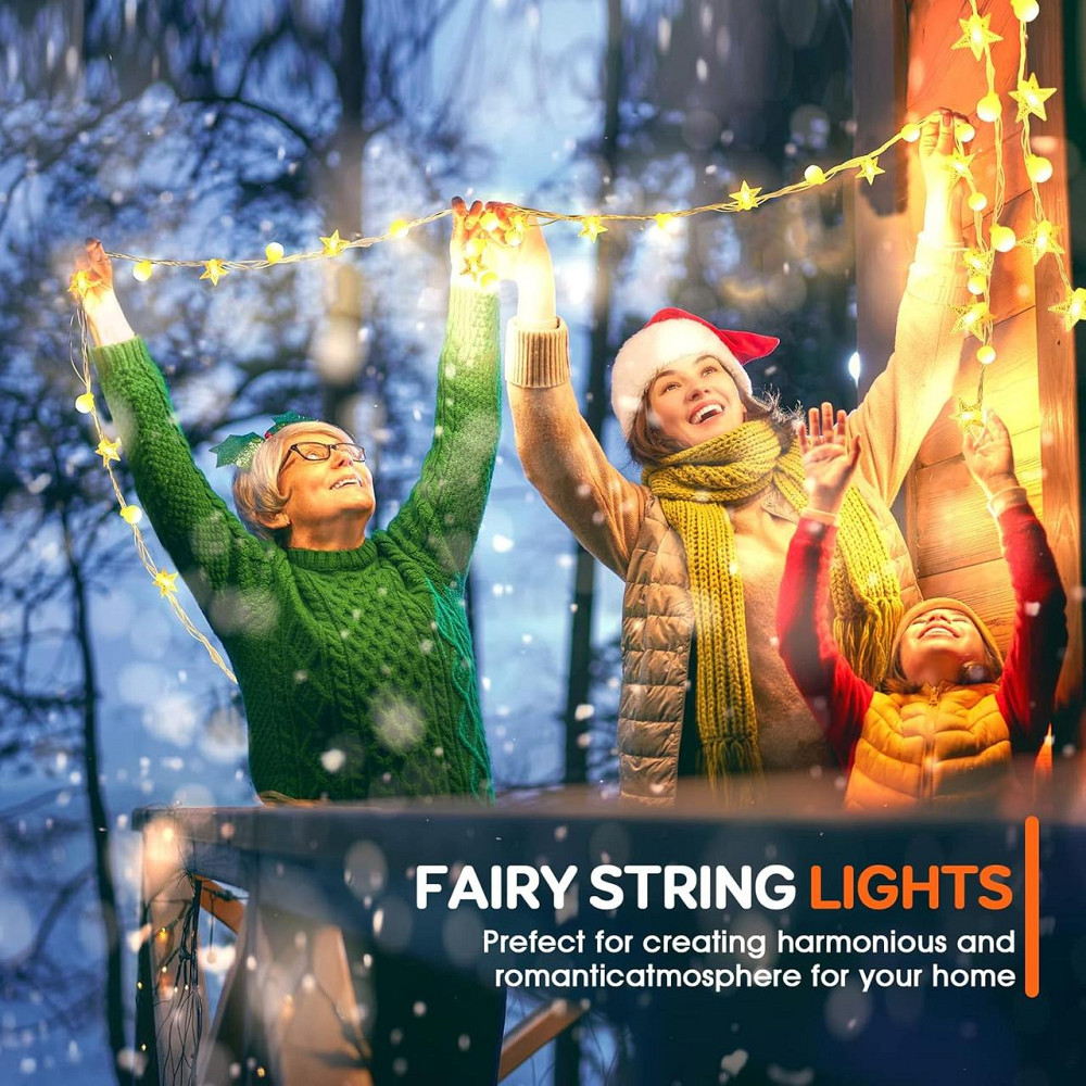 Світлодіодна гірлянда кульки та зірки AWFLTO 15 м, 120 LED, 8 режимів, пульт, водостійка, для вулиці та дому Київ - фото 8