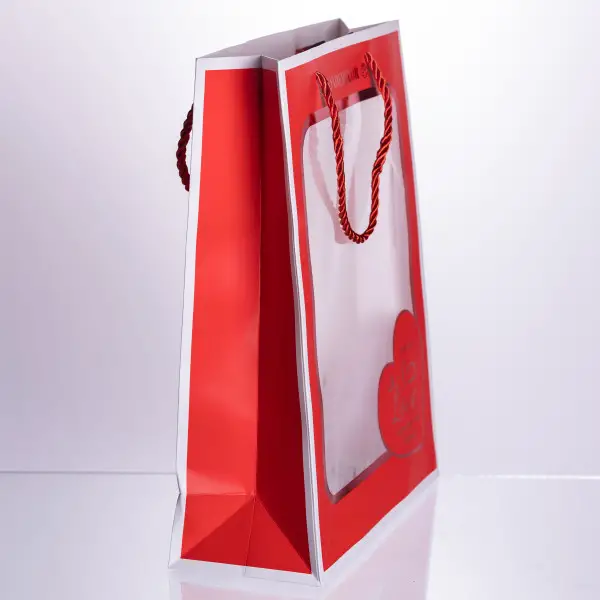 Набір подарункових пакетів з паперу Love з віконцем 12 шт 26×10×32 см HP-10359-18 Київ - фото 3