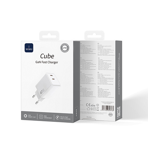 Мережевий зарядний пристрій WIWU Cube 67W 2C+A GaN Fast Charger Wi-G026 EU White Одеса - фото 2