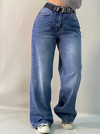 Джинсы женские Envy Rose 5391 WIDE BAGGY свободный крой широкие от бедра с ремнем высокая посадка св Одесса - изображение 6