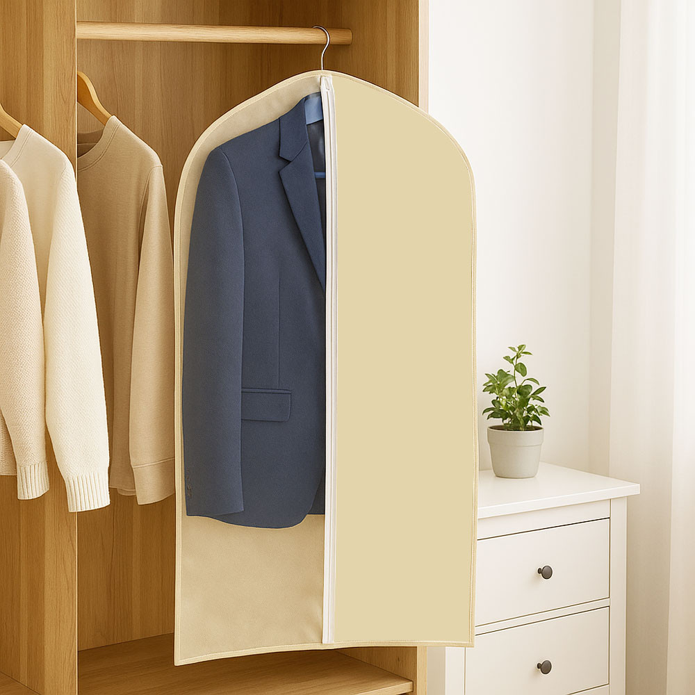 1шт Чохол для одягу на змійці 140х60см,напівпрозорий,Бежевий SBR Київ - фото 1