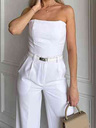 Жіночий класичний брючний костюм-двійка: корсет і штани костюмка Білий, 46/48 Одеса