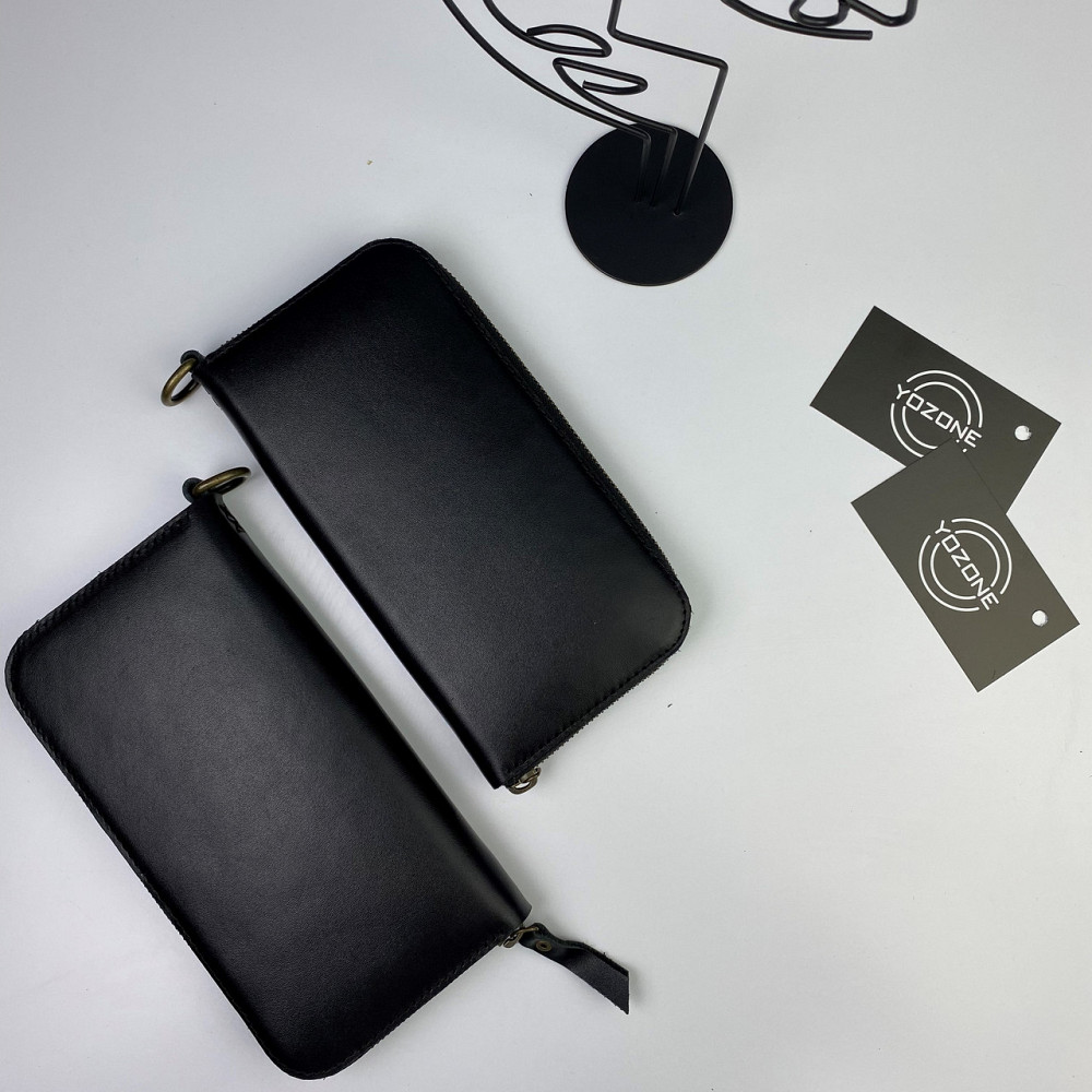 Чоловічий гаманець на блискавці шкіряний, місткий гаманець з відділеннями, чорнийMasterSem Київ - фото 7