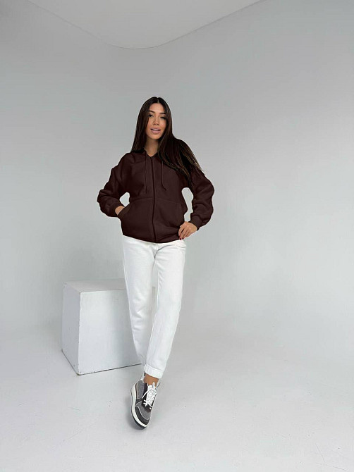 Женская теплая флисовая кофта на змейке плотный двухсторонний флис Шоколад, 42/44 Одесса - изображение 3