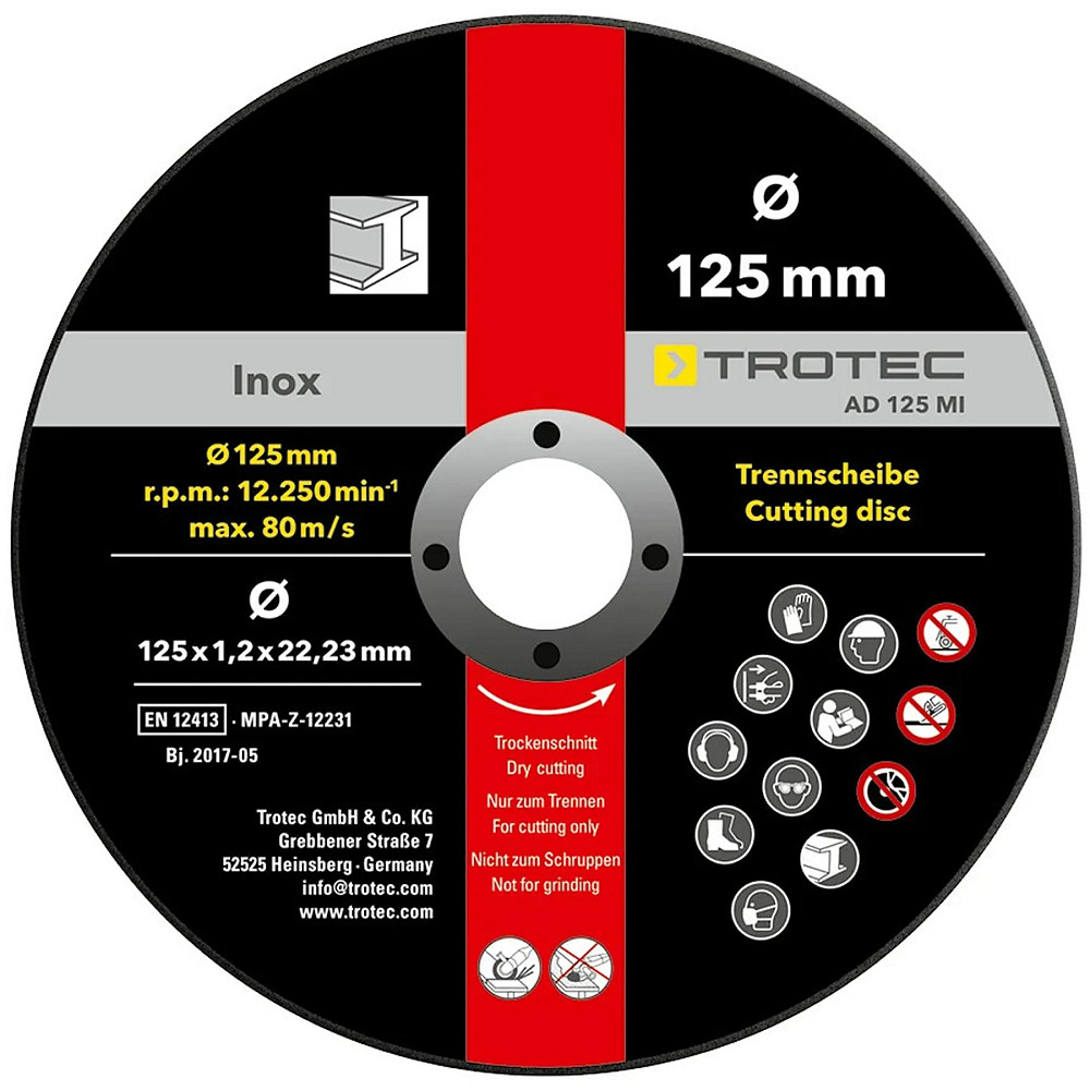 Круг отрезной по металлу Trotec 125х22.23х1.2 (12 шт) (6225001111) Винница - изображение 2