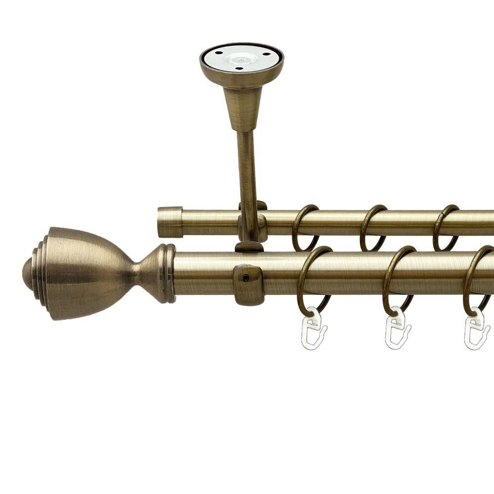 Карниз Orvit Палаціо металевий дворядний відкритий до стелі гладка труба кільце металеве Антик 25\16 мм 200 см (00-00018535) Львів - фото 1