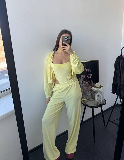 Жіночий стильний велюровий костюм Лимонний, 42/44 Одеса - фото 1