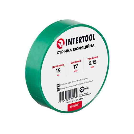 Стрічка ізоляційна 0.15мм*17мм*15м зелена INTERTOOL IT-0041 Киев