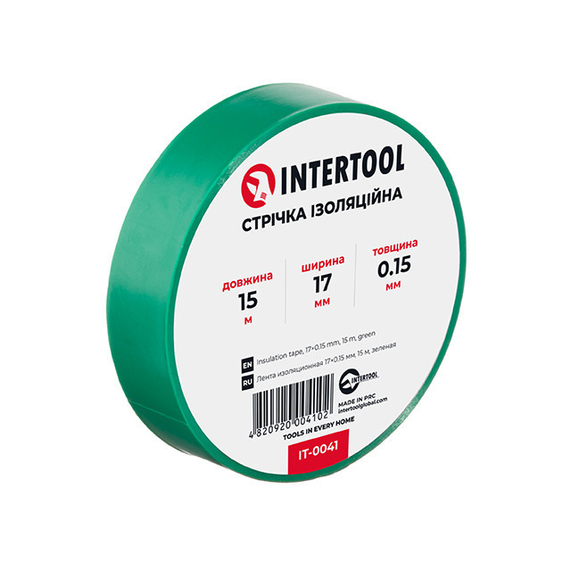 Стрічка ізоляційна 0.15мм*17мм*15м зелена INTERTOOL IT-0041 Киев - изображение 1