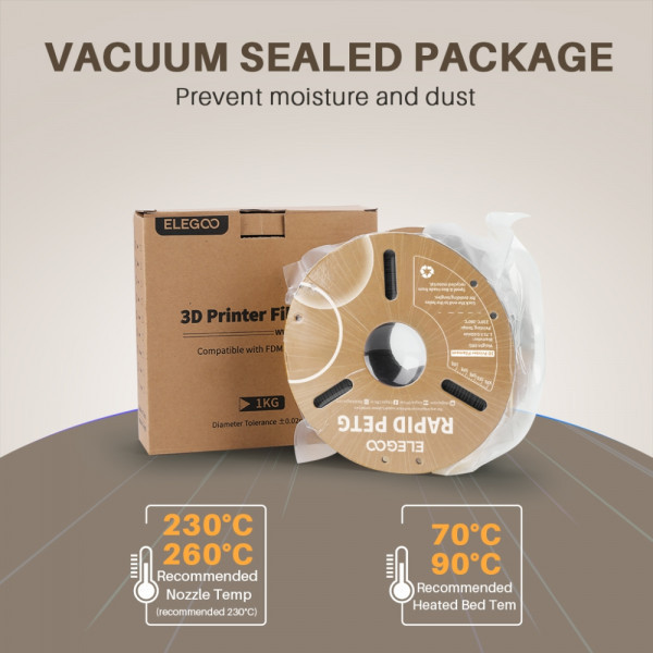 Пластик (Filament) ELEGOO RAPID PETG 1кг, 1.75мм, чорний Киев - изображение 2
