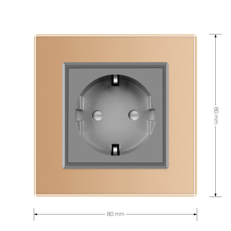 LIVOLO Електрична розетка з заземленням LIVOLO, сіра з золотою рамкою, шторки, скло, 250В 16А ( Коломия - фото 5