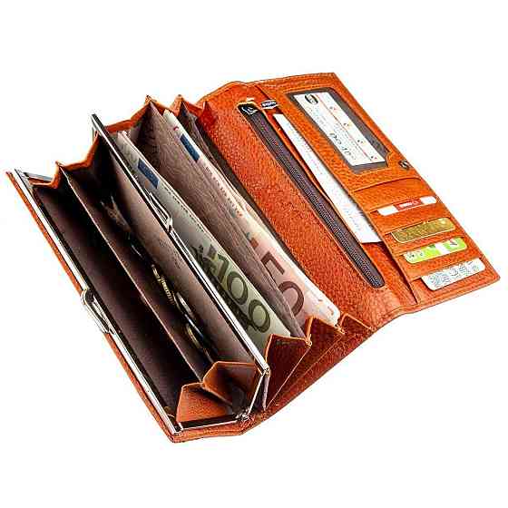 Кошелек горизонтальный со стразом женский кожаный BALIYA 18976 Оранжевый Киев