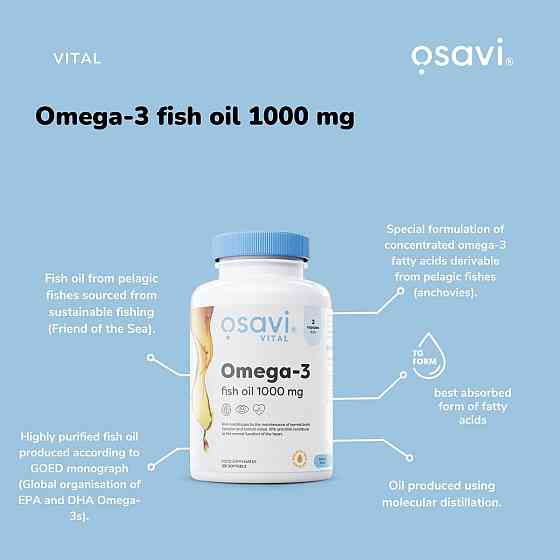Омега 3 Osavi Omega-3 Fish Oil 1000 мг 120 softgels Луцк