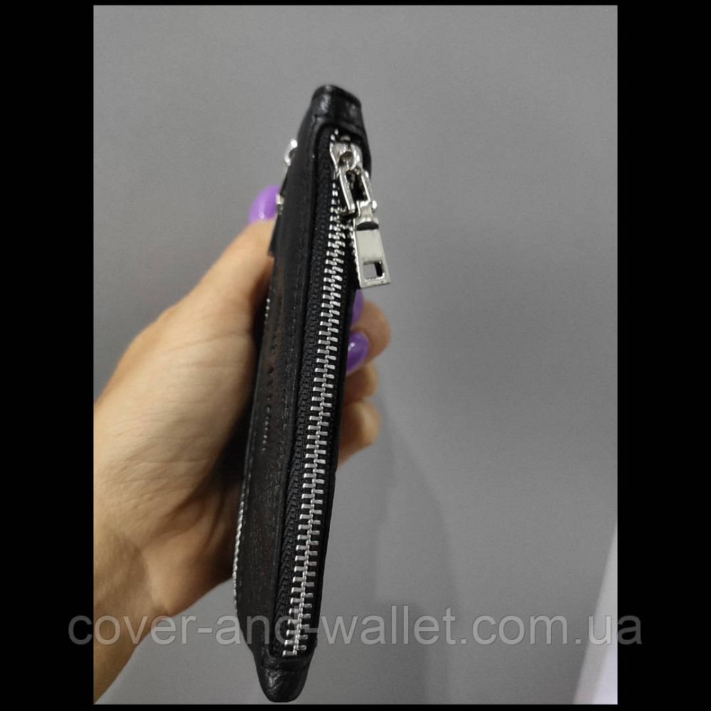 Черная кожаная ключница на молнии с карабинами Marco Coverna (mc 017-1) Киев - изображение 3