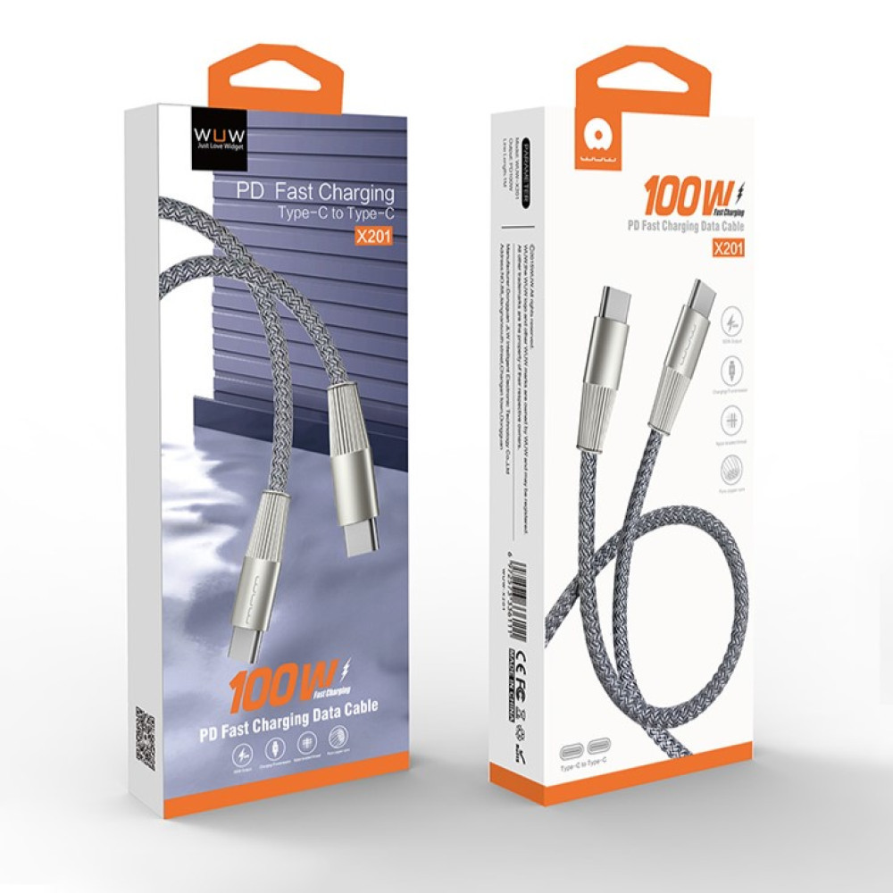 Кабель Type-C до Type-C 100W 1м сірий Київ - фото 1