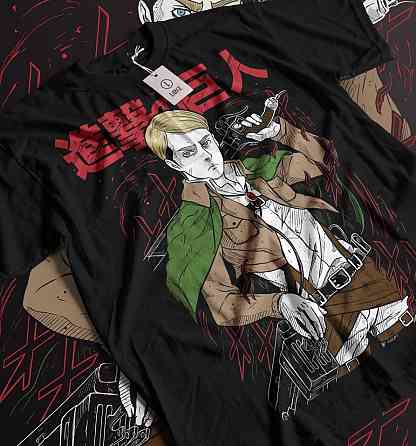 Футболка аниме Атака титанов оверсайз (S/M/L) Черний AnimeJ0913 Днепр