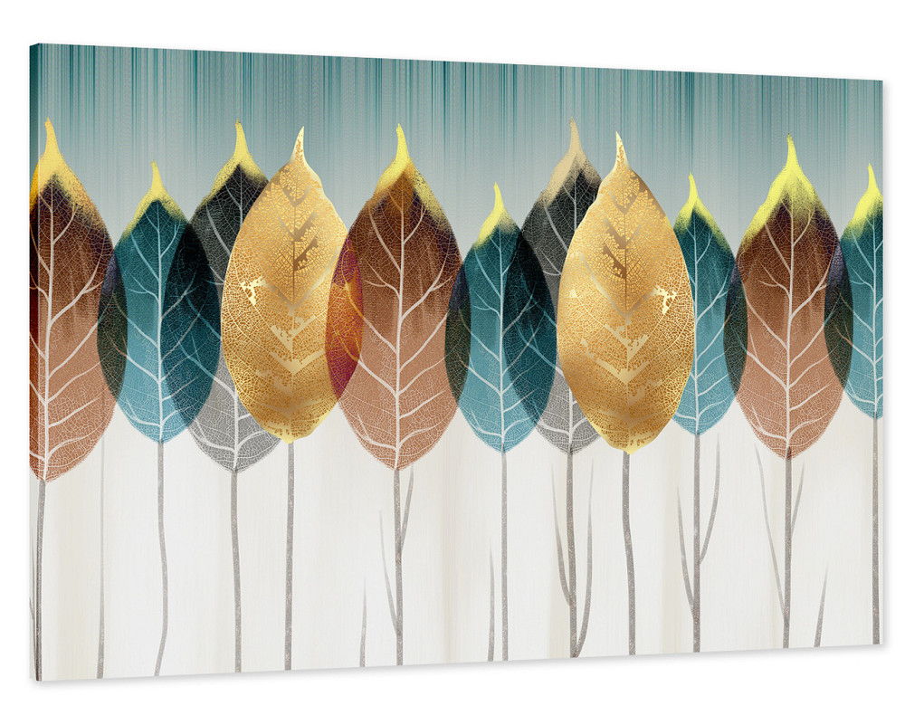 Картина холст у вітальню / спальню Абстракція листя     MLP_14  ( 60х30см ) 80х160см Київ - фото 1