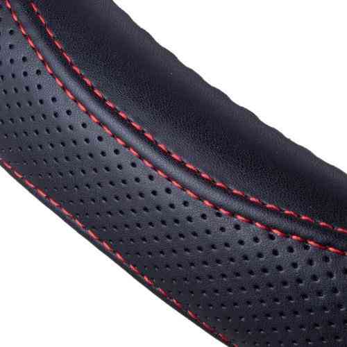 Чохол на кермо VLOD-LF2161 чорний з червоним, шкіра, плоский, один шов, розмір M Харків