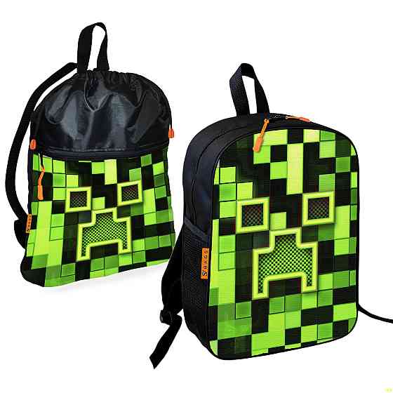 Шкільний рюкзак дитячий Minecraft + Сумка для взуття спортивної форми рюкзак-мішок для хлопчика (01714) Київ