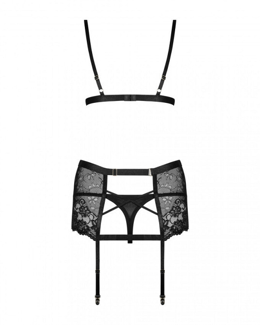 Комплект з поясом для панчох Obsessive Blanita, чорний, L/XL Sex Aura Київ - фото 6